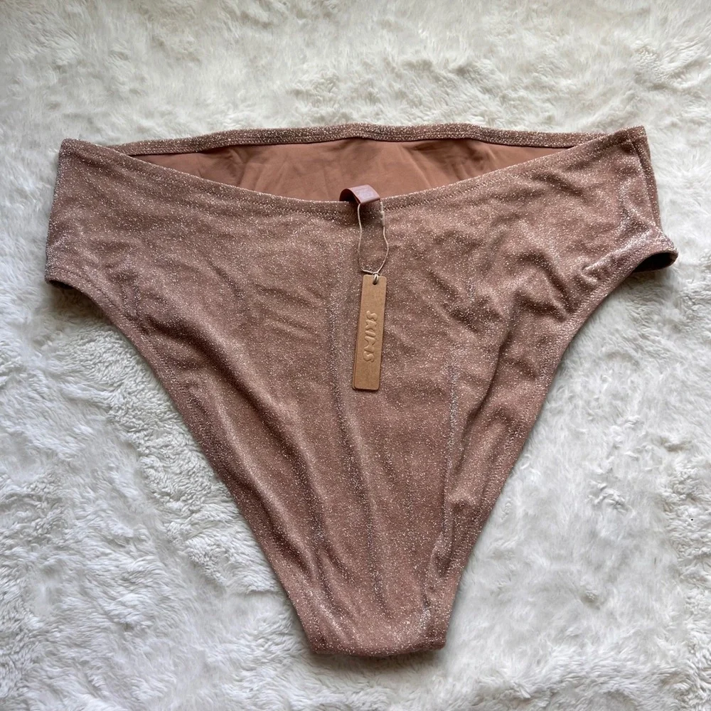 Skims Metallic Swim High Waisted Bikini Bottom Rose Gold SW-BKN-0108 Size 4X NWT